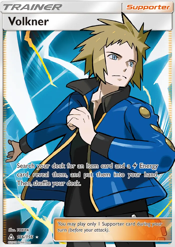 Volkner Ultra Rare Pokemon card #156 from Ultra Prism