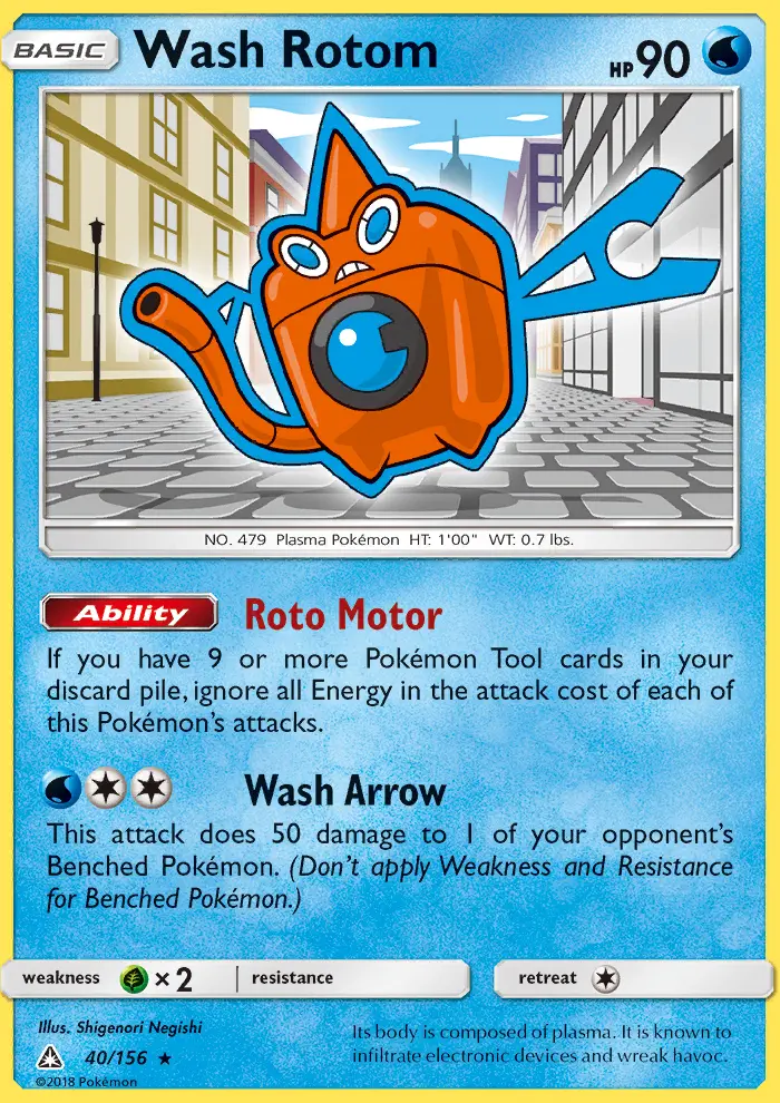 Wash Rotom Rare Pokemon card #40 from Ultra Prism