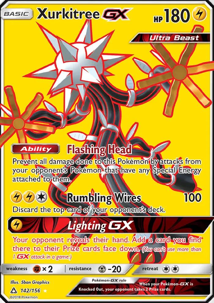 Xurkitree GX Ultra Rare Pokemon card #142 from Ultra Prism