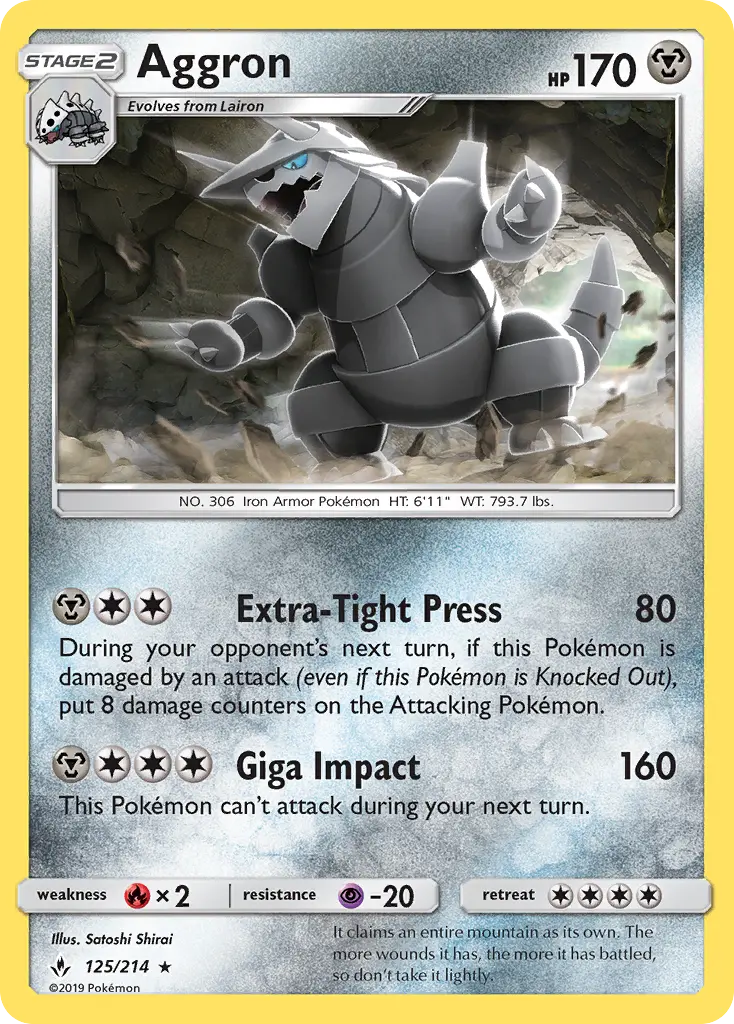 Aggron Rare Pokemon card #125 from Unbroken Bonds