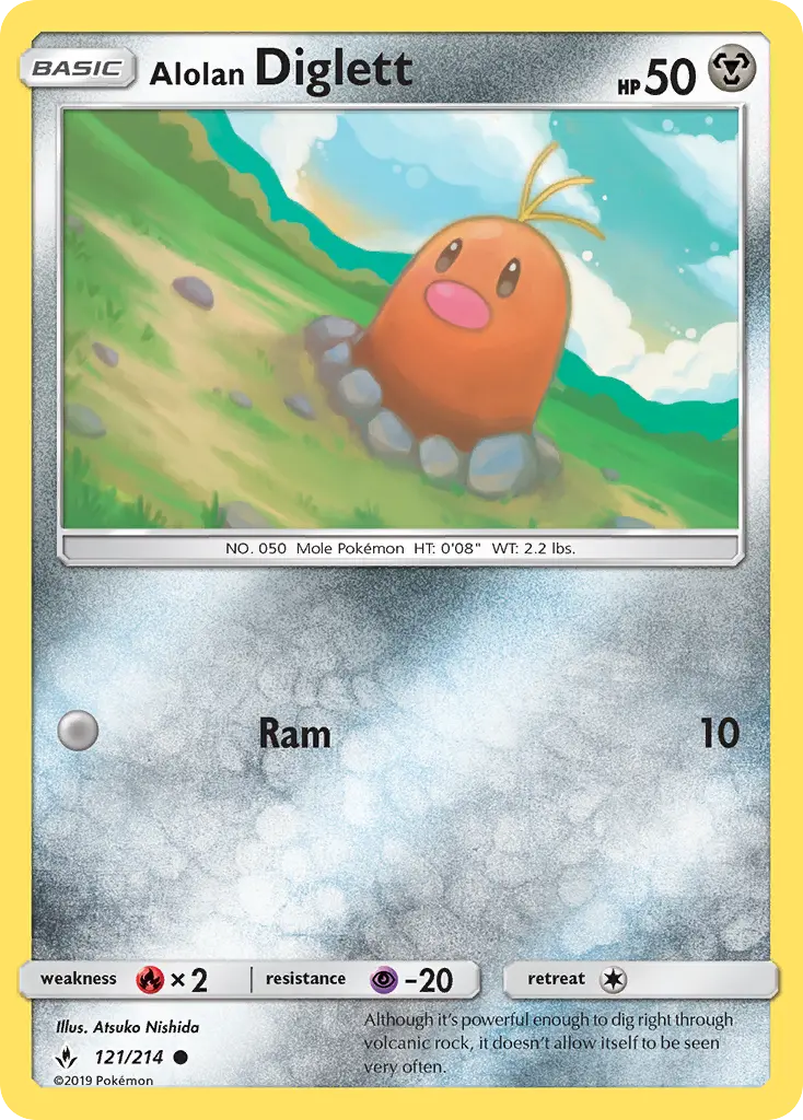 Alolan Diglett Common Pokemon card #121 from Unbroken Bonds