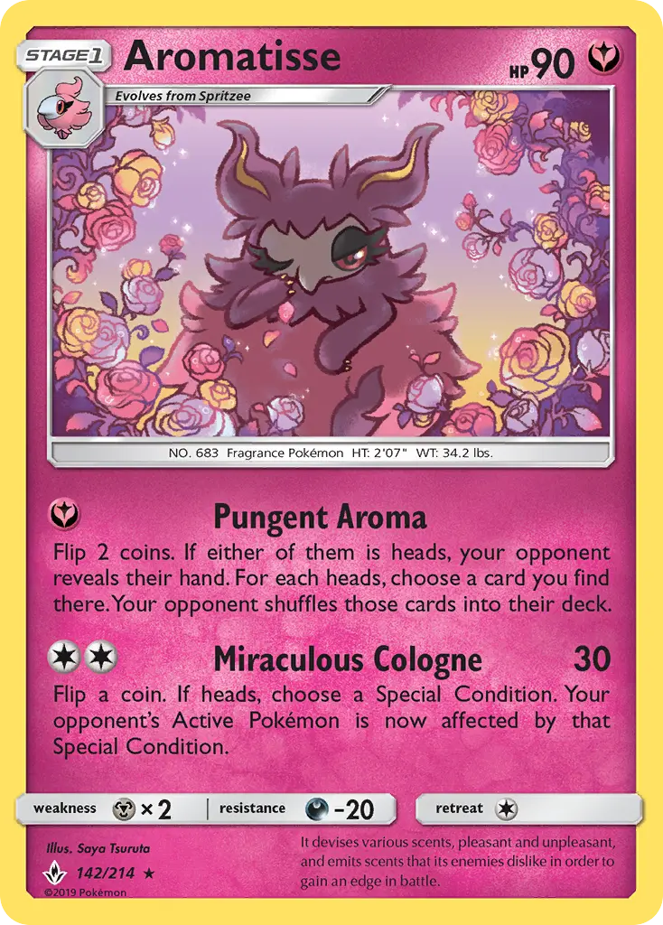 Aromatisse Rare Pokemon card #142 from Unbroken Bonds