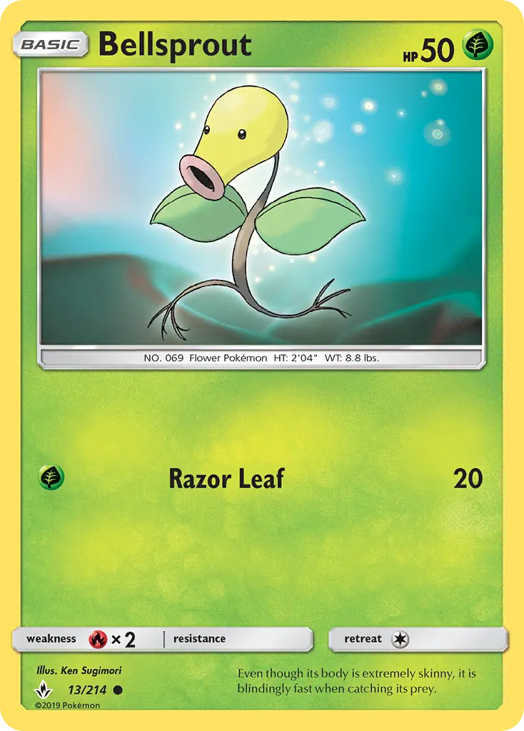 Bellsprout Common Pokemon card #13 from Unbroken Bonds