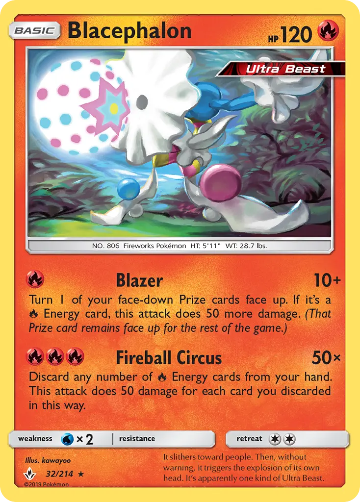 Blacephalon Rare Pokemon card #32 from Unbroken Bonds