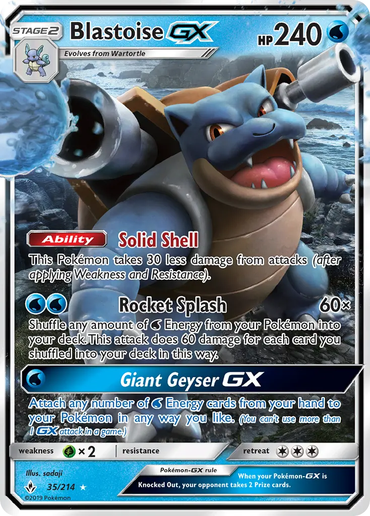Blastoise GX Ultra Rare Pokemon card #35 from Unbroken Bonds