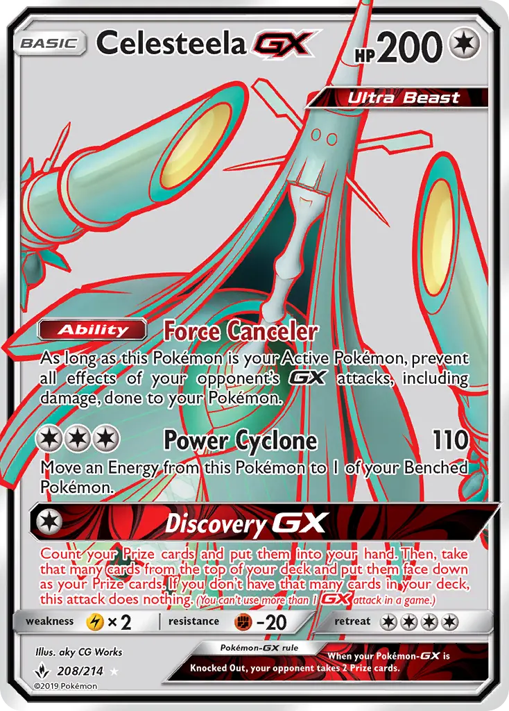 Celesteela GX Ultra Rare Pokemon card #208 from Unbroken Bonds