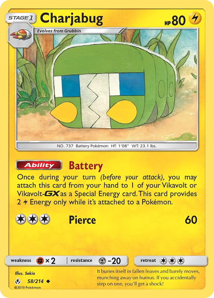 Charjabug Uncommon Pokemon card #58 from Unbroken Bonds