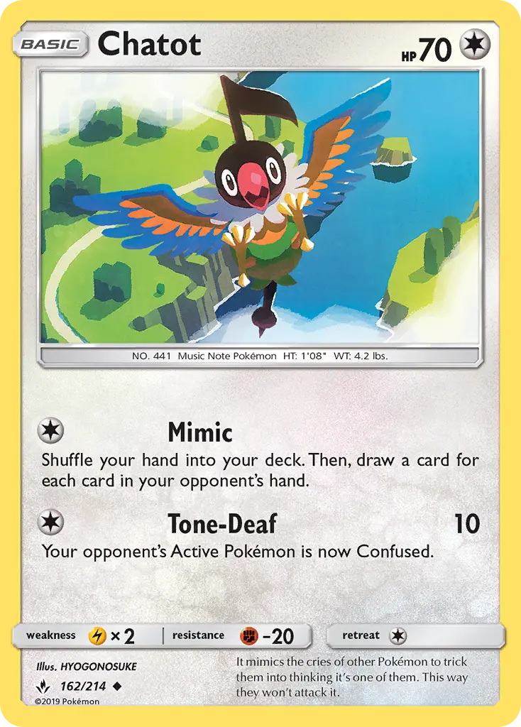 Chatot Uncommon Pokemon card #162 from Unbroken Bonds