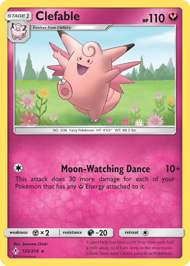 Clefable Rare Pokemon card #133 from Unbroken Bonds