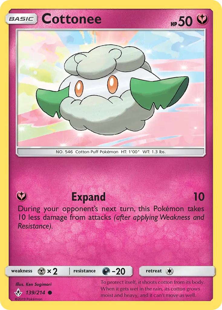 Cottonee Common Pokemon card #139 from Unbroken Bonds