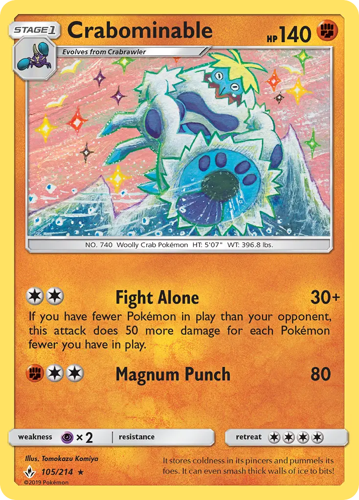 Crabominable Rare Pokemon card #105 from Unbroken Bonds