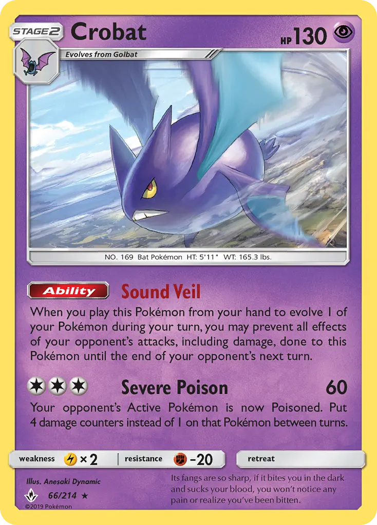 Crobat Rare Pokemon card #66 from Unbroken Bonds