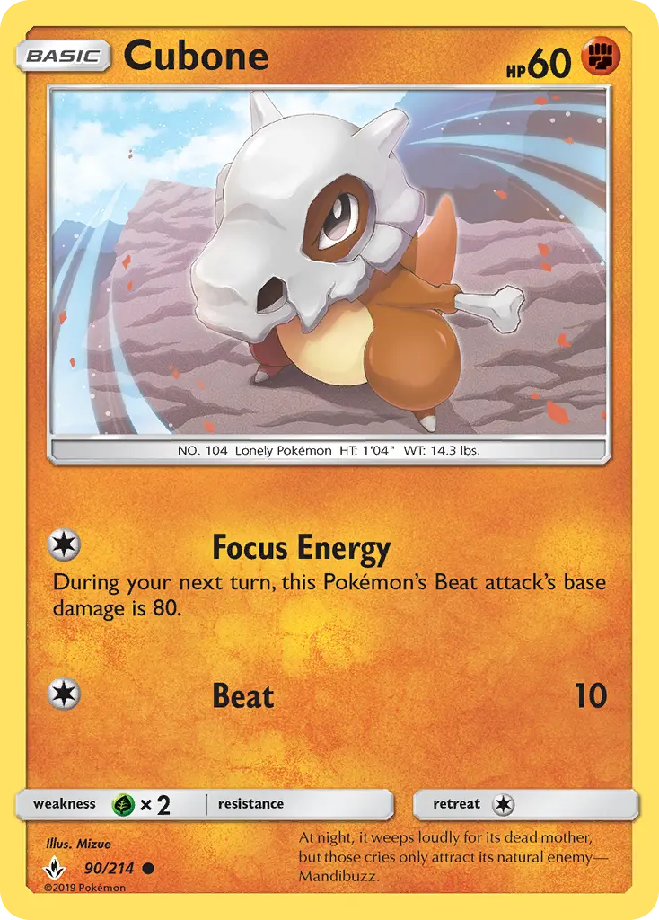 Cubone Common Pokemon card #90 from Unbroken Bonds