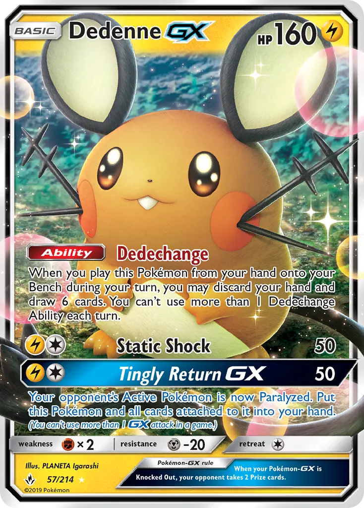 Dedenne GX Ultra Rare Pokemon card #57 from Unbroken Bonds