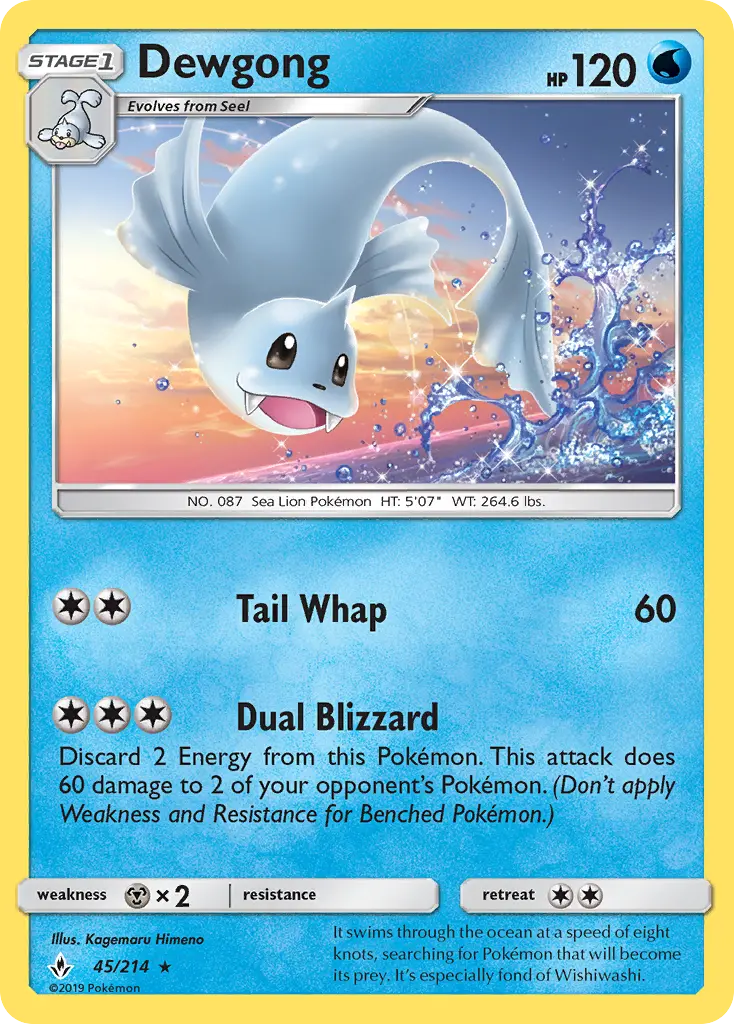 Dewgong Rare Pokemon card #45 from Unbroken Bonds