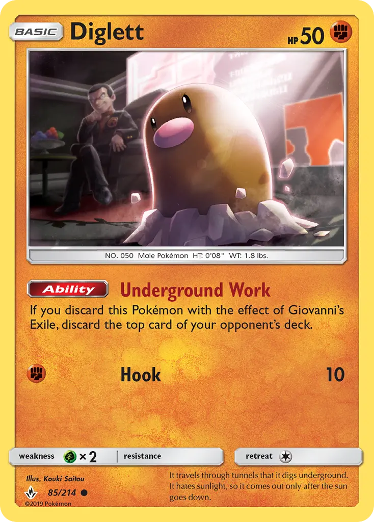 Diglett Common Pokemon card #85 from Unbroken Bonds