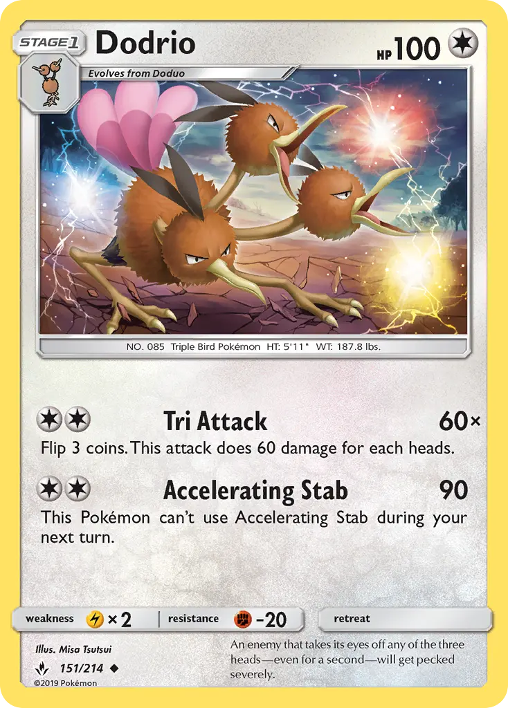Dodrio Uncommon Pokemon card #151 from Unbroken Bonds