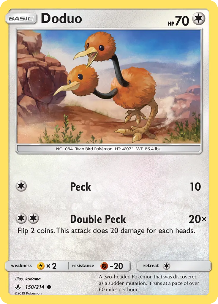 Doduo Common Pokemon card #150 from Unbroken Bonds