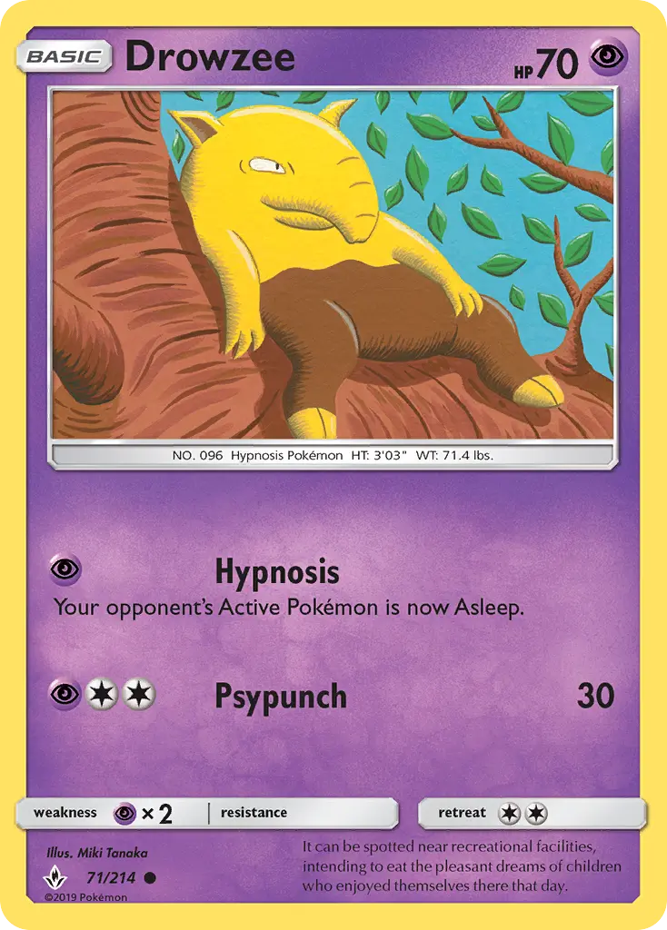Drowzee Common Pokemon card #71 from Unbroken Bonds