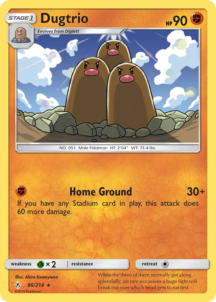 Dugtrio Rare Pokemon card #86 from Unbroken Bonds