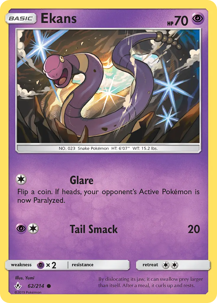Ekans Common Pokemon card #62 from Unbroken Bonds