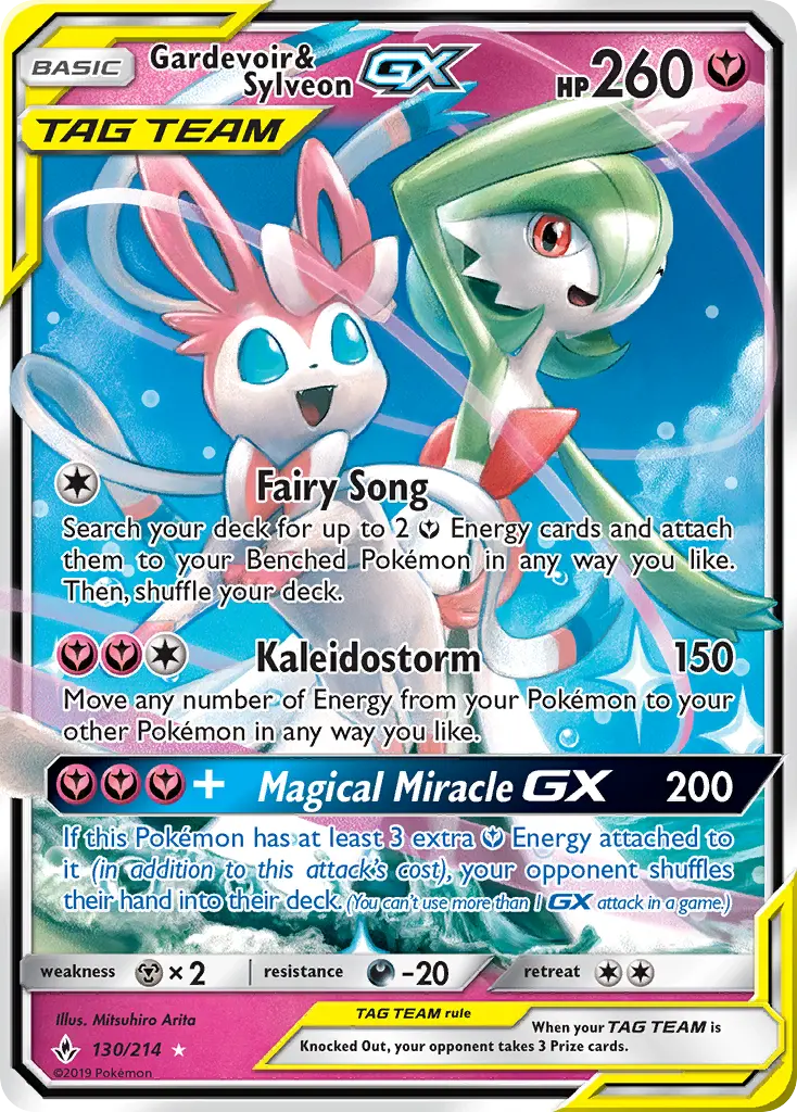 Gardevoir & Sylveon GX Ultra Rare Pokemon card #130 from Unbroken Bonds