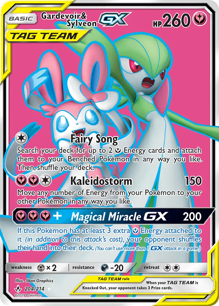 Gardevoir & Sylveon GX Ultra Rare Pokemon card #204 from Unbroken Bonds