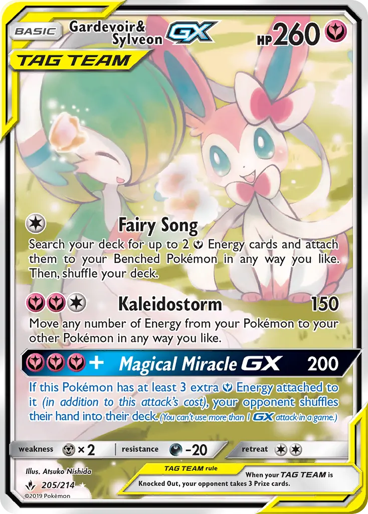 Gardevoir & Sylveon GX Ultra Rare Pokemon card #205 from Unbroken Bonds