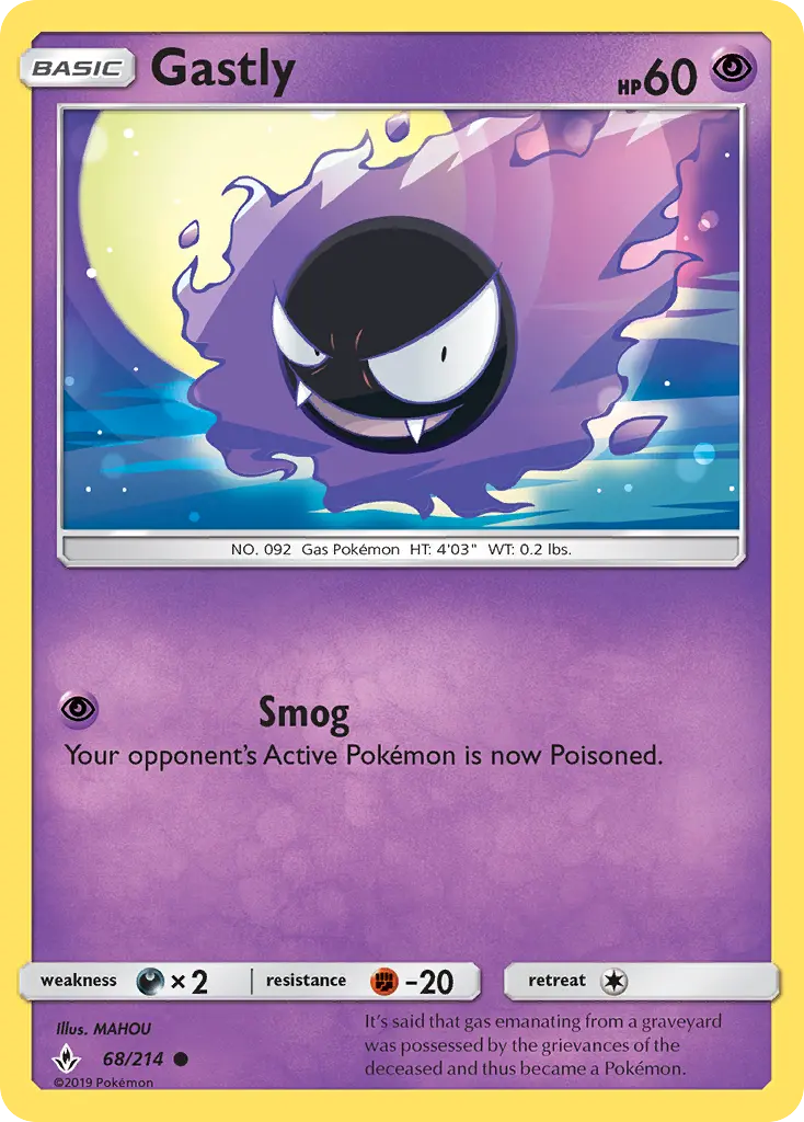 Gastly Common Pokemon card #68 from Unbroken Bonds