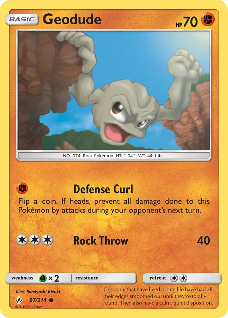 Geodude Common Pokemon card #87 from Unbroken Bonds