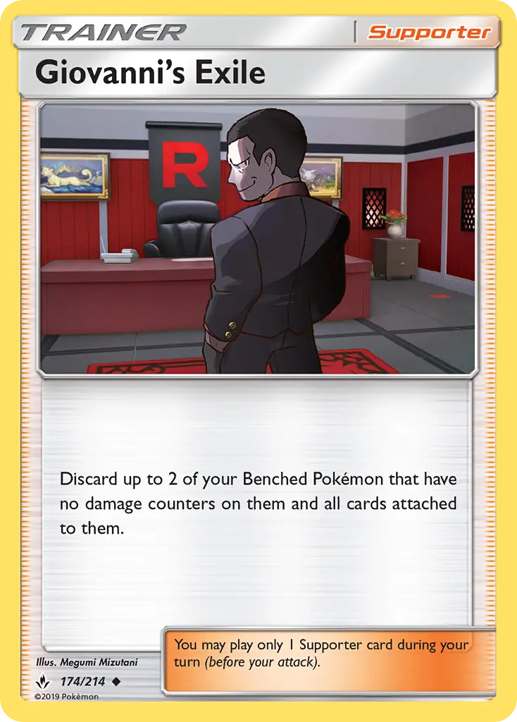 Giovanni’s Exile Uncommon Pokemon card #174 from Unbroken Bonds
