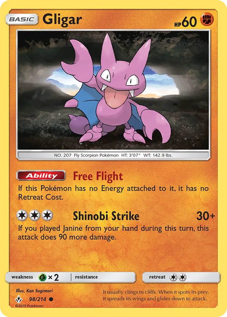 Gligar Common Pokemon card #98 from Unbroken Bonds