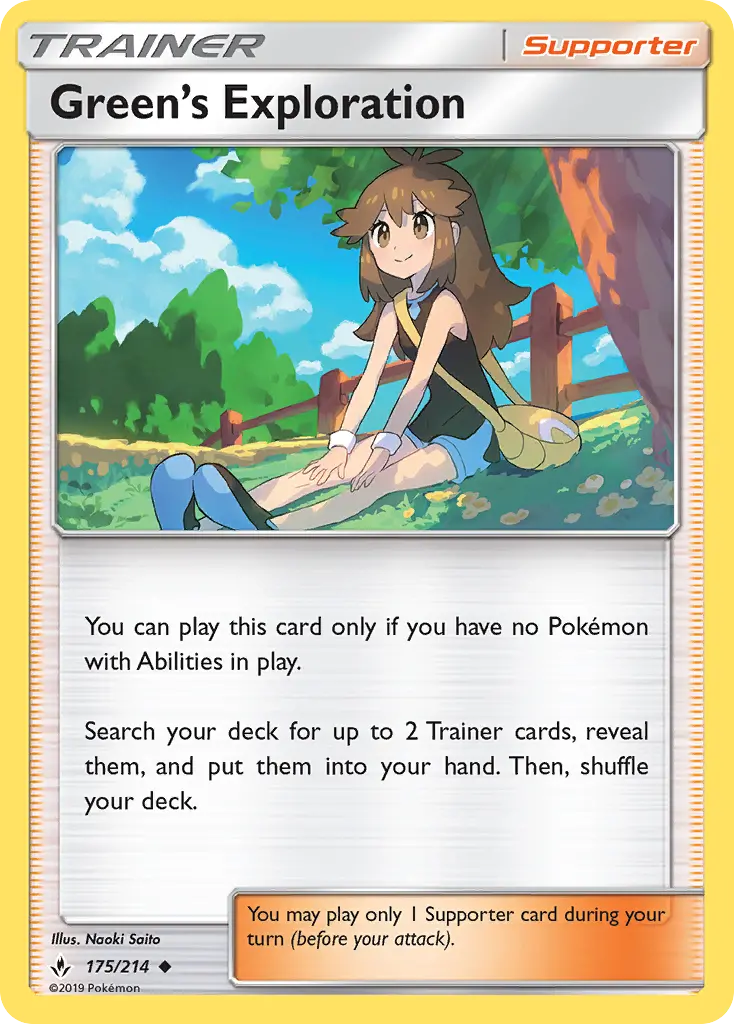 Green’s Exploration Uncommon Pokemon card #175 from Unbroken Bonds