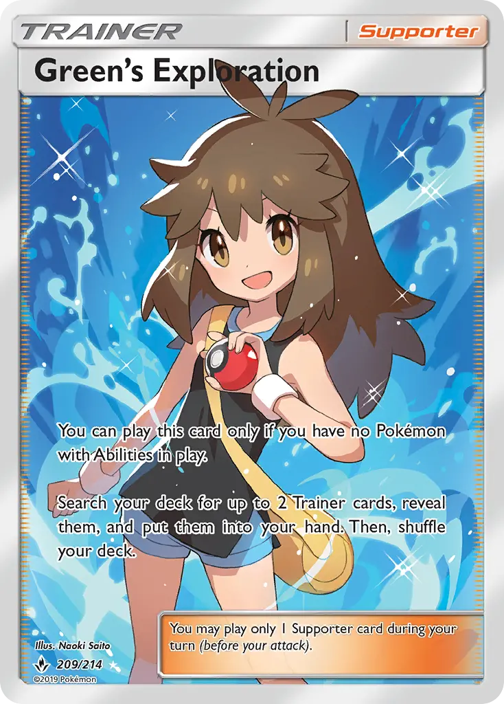Green’s Exploration Ultra Rare Pokemon card #209 from Unbroken Bonds