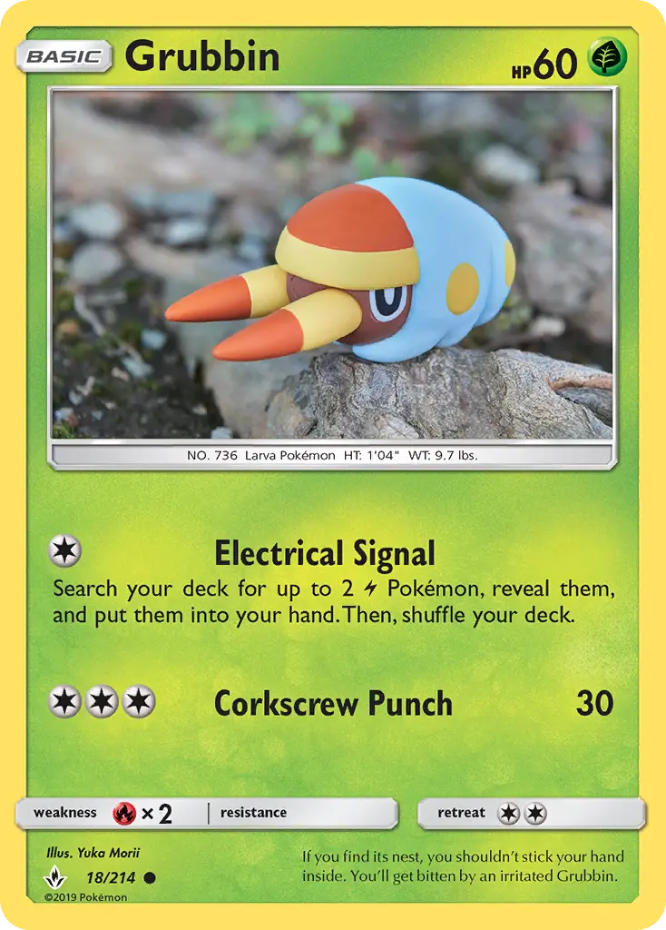 Grubbin Common Pokemon card #18 from Unbroken Bonds