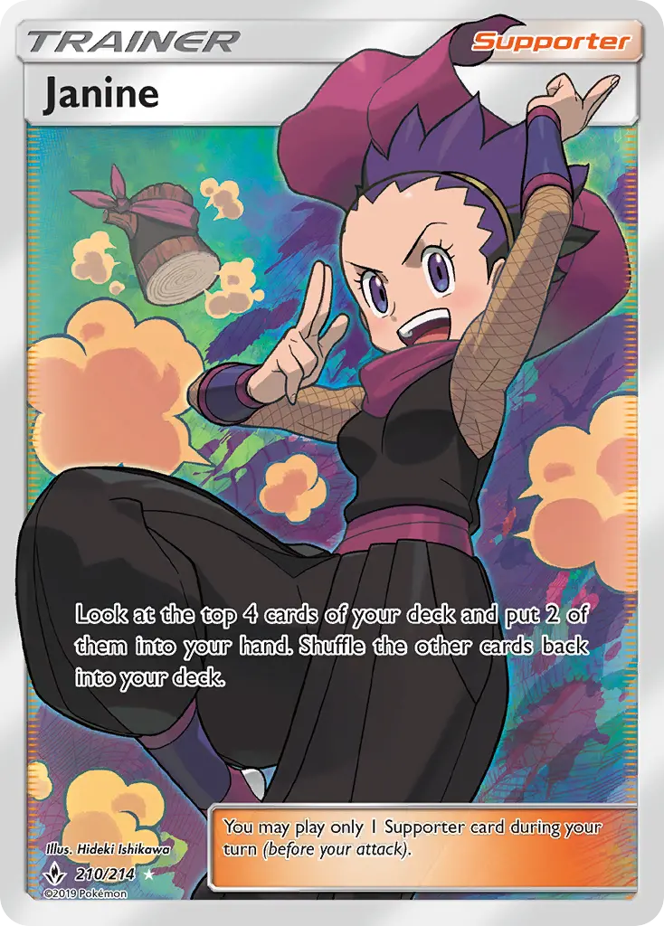 Janine Ultra Rare Pokemon card #210 from Unbroken Bonds