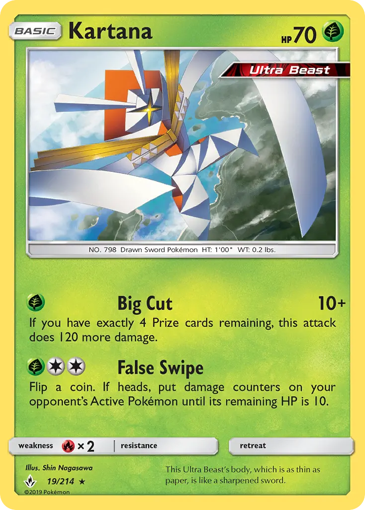 Kartana Rare Pokemon card #19 from Unbroken Bonds