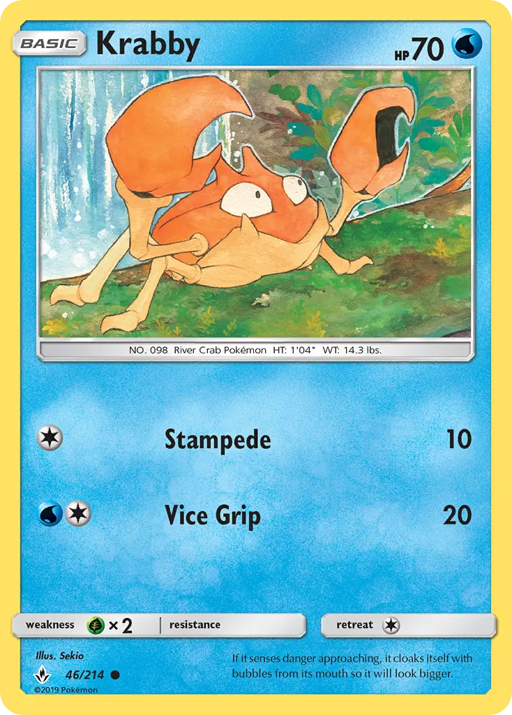 Krabby Common Pokemon card #46 from Unbroken Bonds
