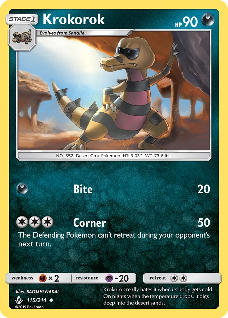Krokorok Uncommon Pokemon card #115 from Unbroken Bonds