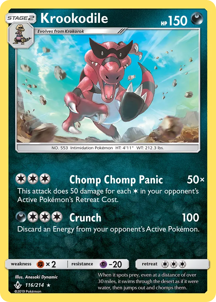 Krookodile Rare Pokemon card #116 from Unbroken Bonds