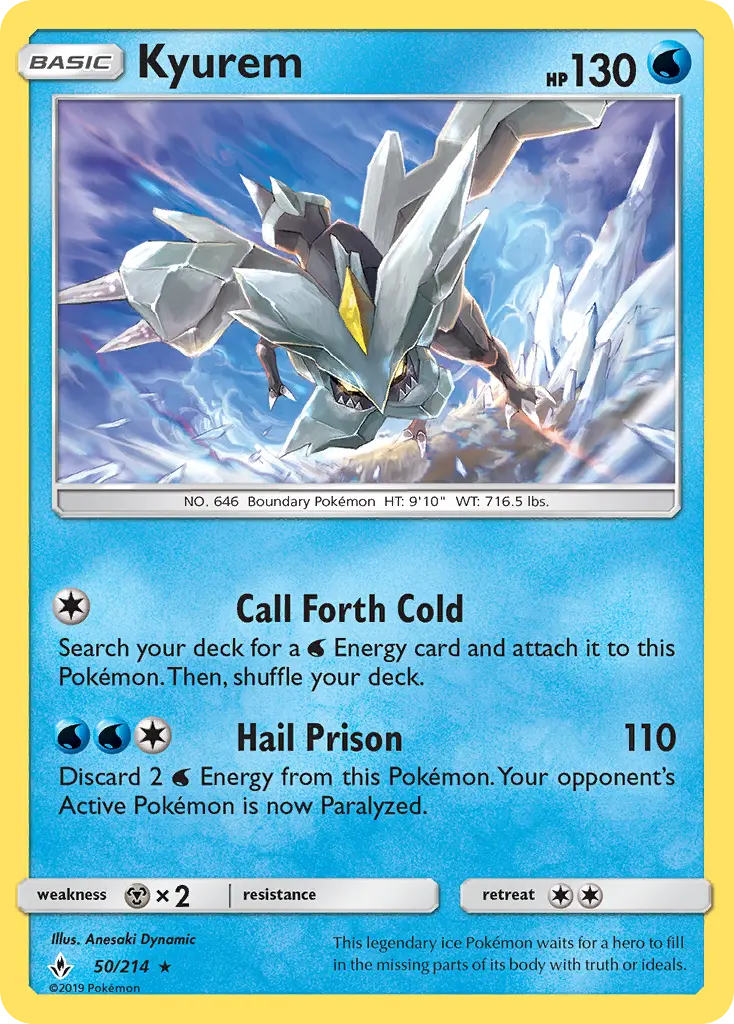 Kyurem Rare Pokemon card #50 from Unbroken Bonds