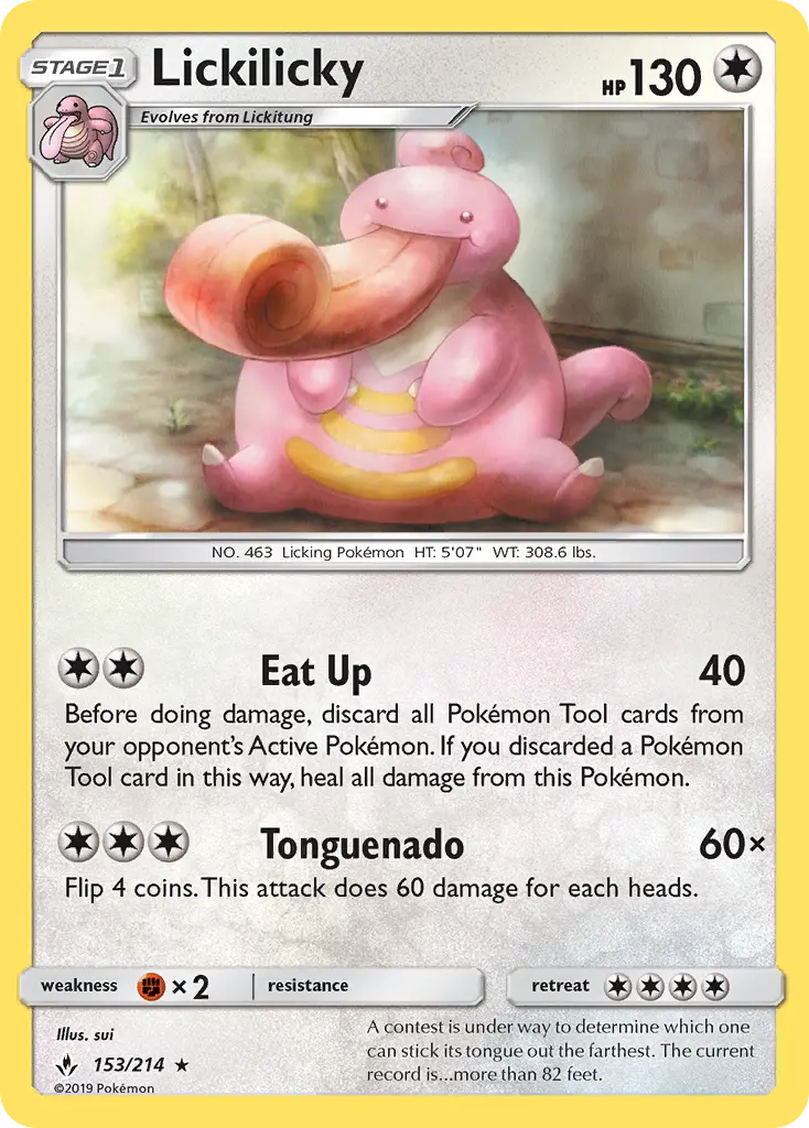 Lickilicky Rare Pokemon card #153 from Unbroken Bonds