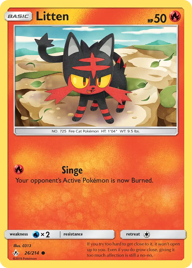 Litten Common Pokemon card #26 from Unbroken Bonds