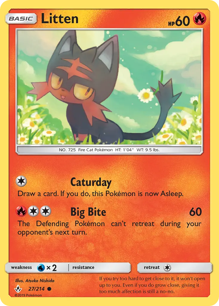 Litten Common Pokemon card #27 from Unbroken Bonds