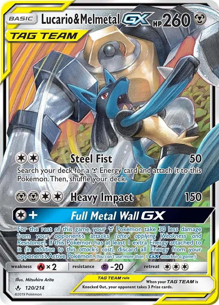 Lucario & Melmetal GX Ultra Rare Pokemon card #120 from Unbroken Bonds
