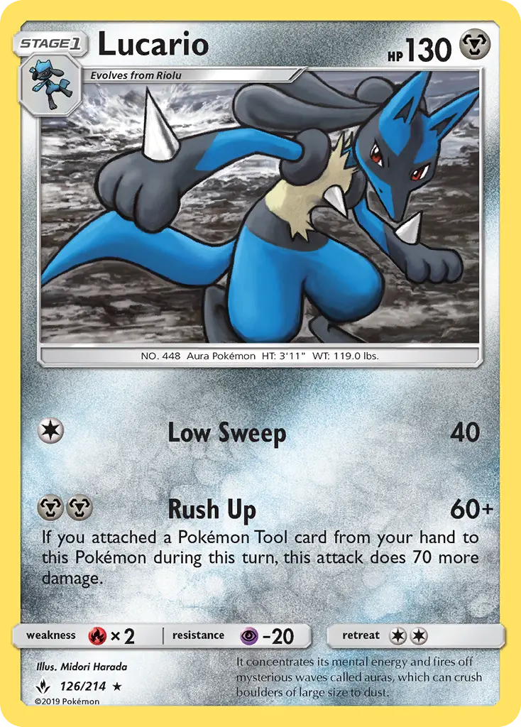 Lucario Rare Pokemon card #126 from Unbroken Bonds