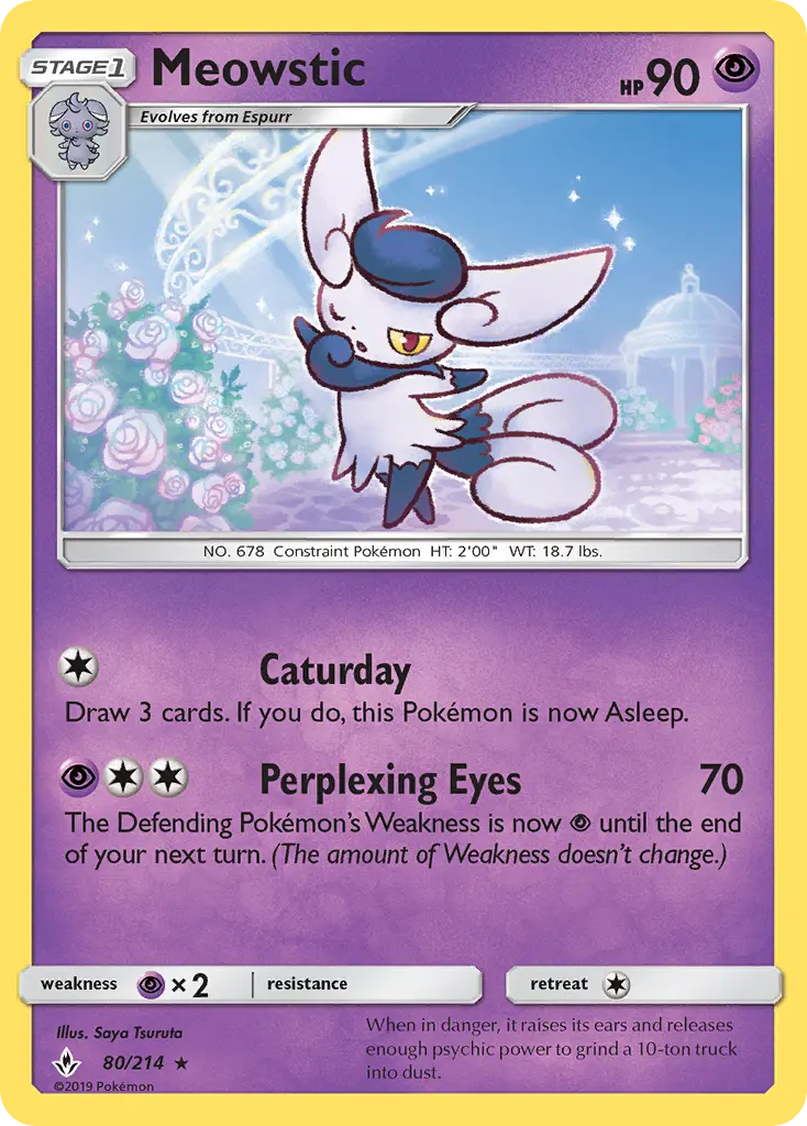 Meowstic Rare Pokemon card #80 from Unbroken Bonds