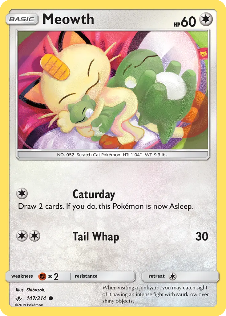Meowth Common Pokemon card #147 from Unbroken Bonds