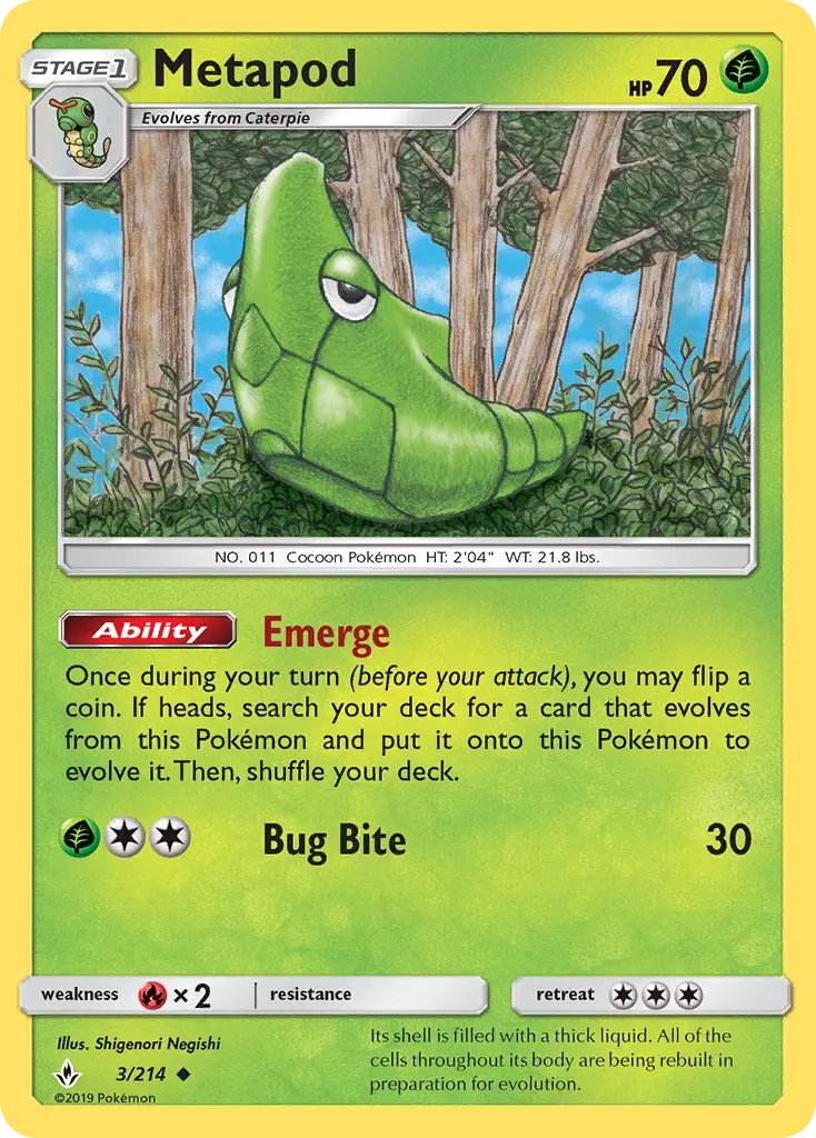 Metapod Uncommon Pokemon card #3 from Unbroken Bonds