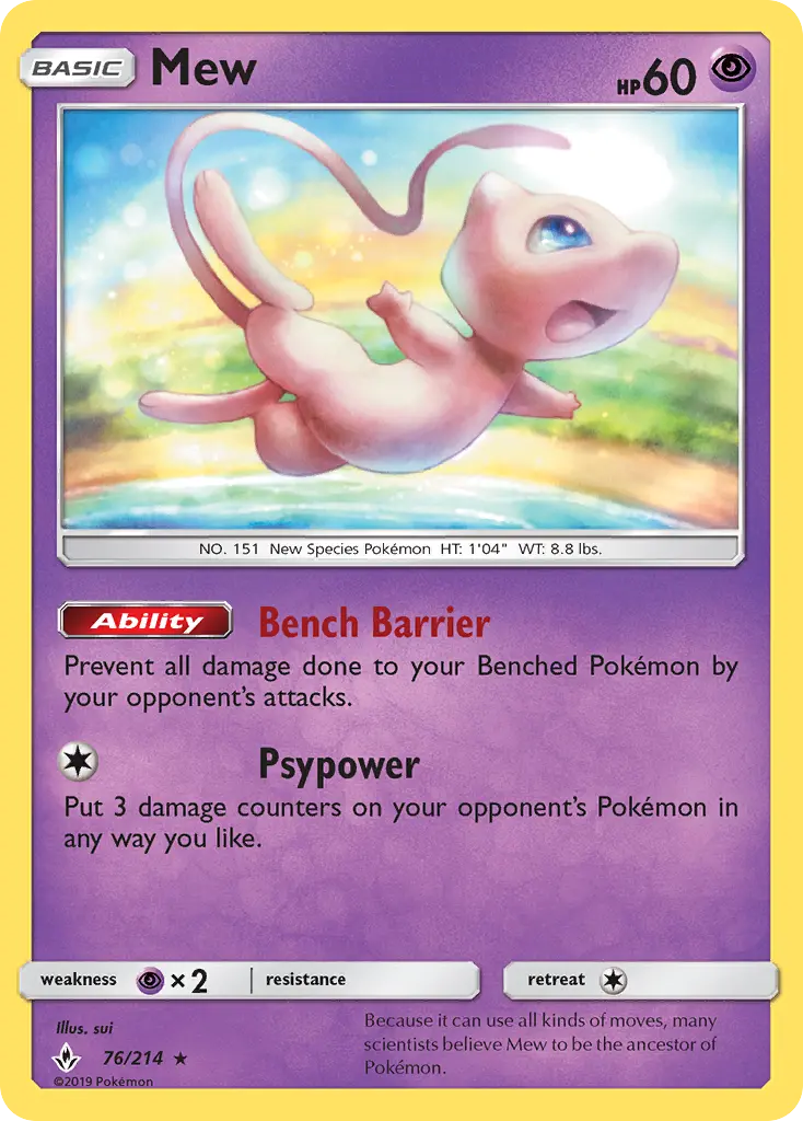 Mew Rare Pokemon card #76 from Unbroken Bonds